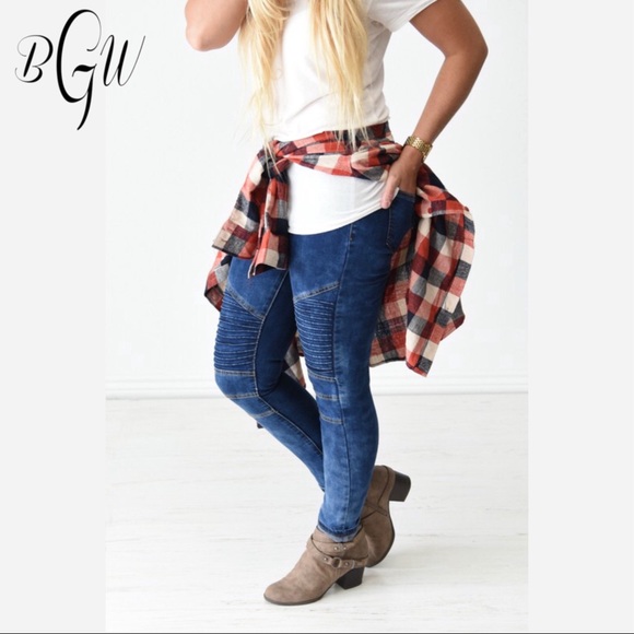 🆕5⭐️BEST SELLER Denim Moto Jeggings - Picture 4 of 6